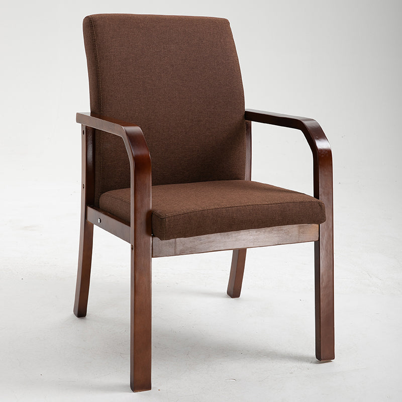 Scandinavian Home Arm Chair Solid Back Wood Upholstered Single Dining Room Chair