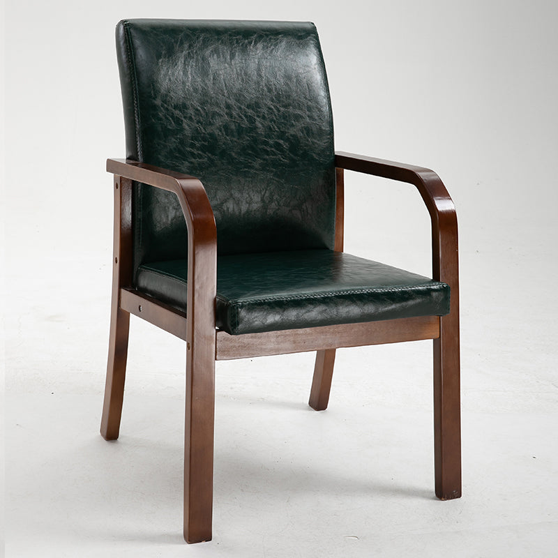 Scandinavian Home Arm Chair Solid Back Wood Upholstered Single Dining Room Chair