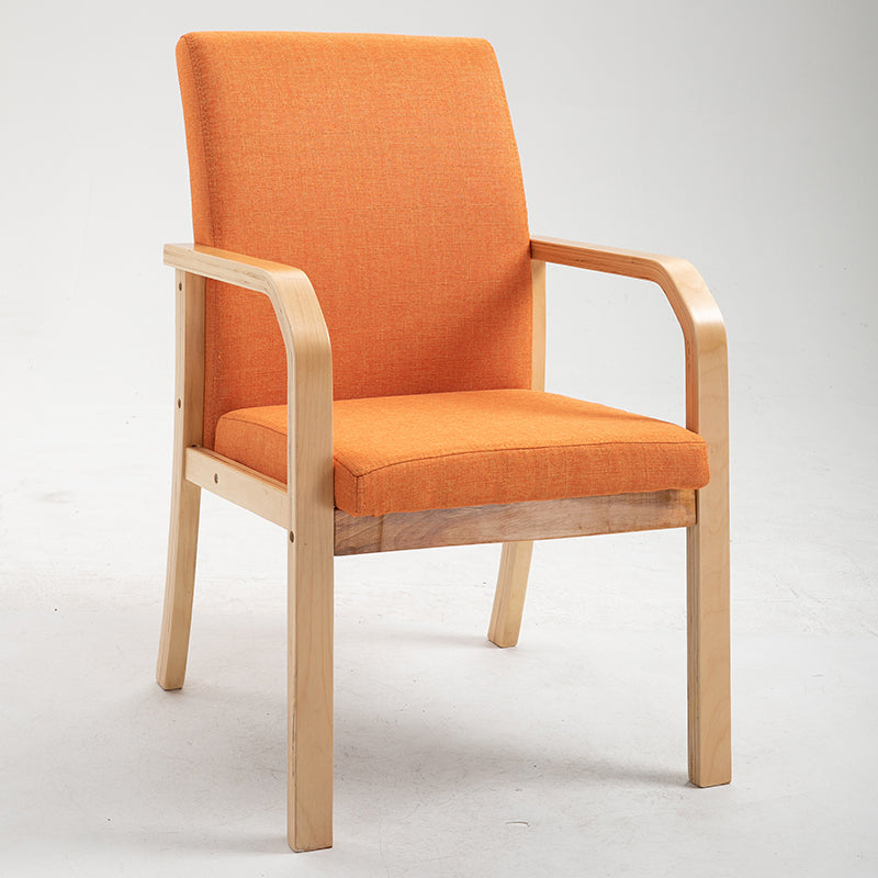 Scandinavian Home Arm Chair Solid Back Wood Upholstered Single Dining Room Chair