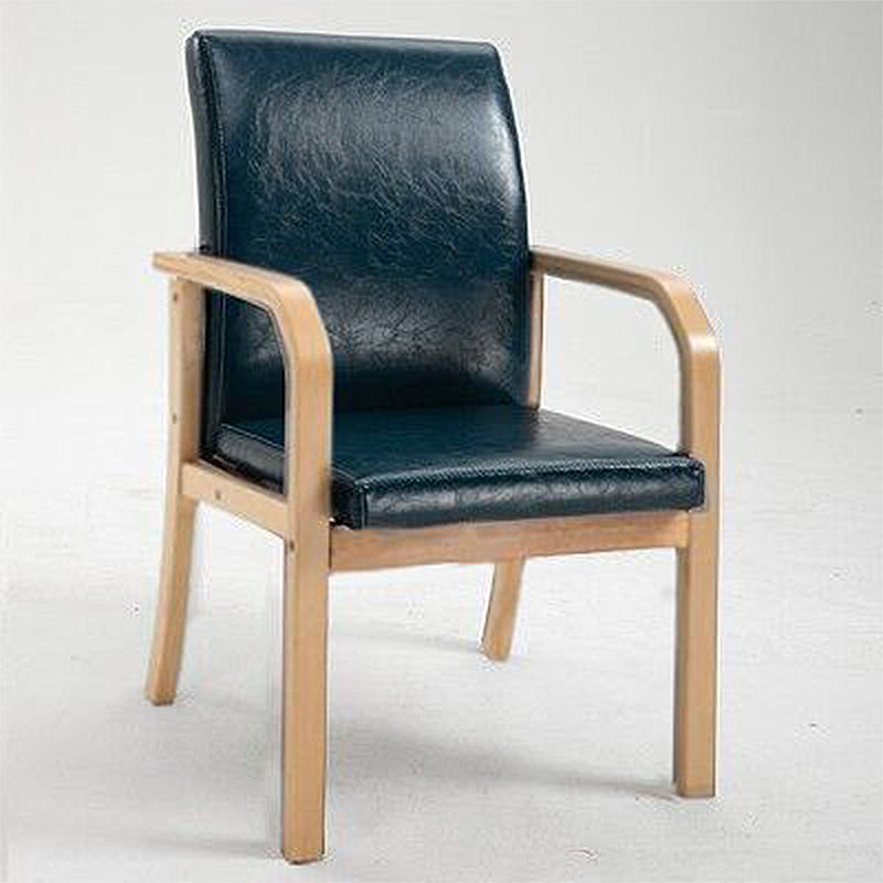 Scandinavian Home Arm Chair Solid Back Wood Upholstered Single Dining Room Chair