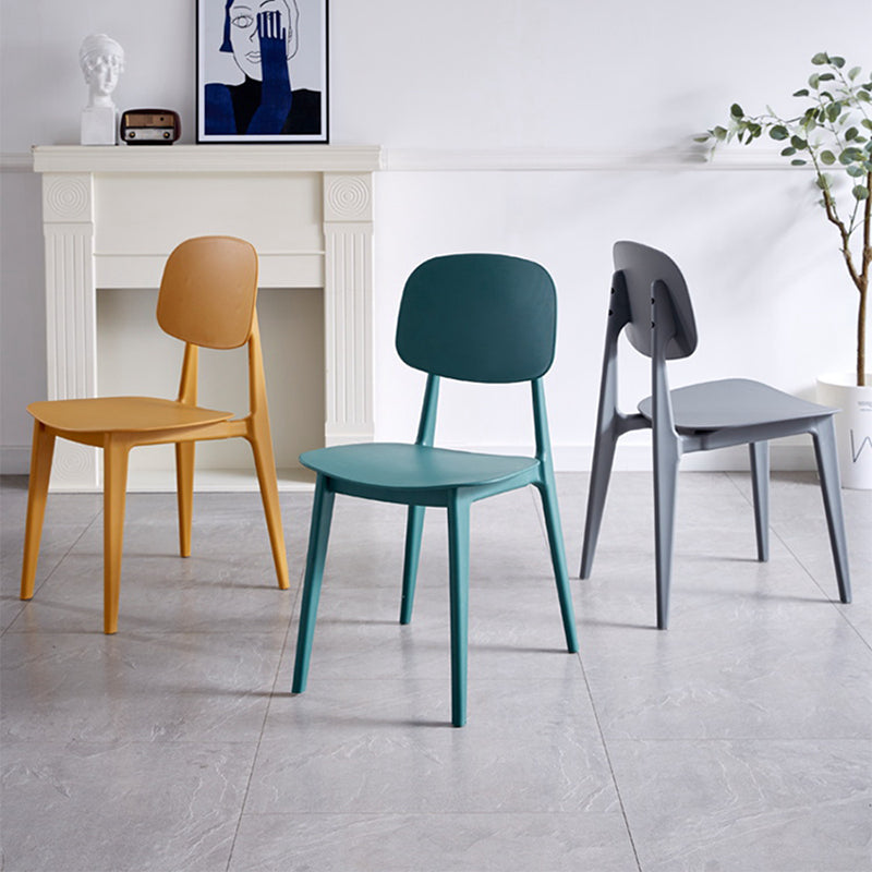 Scandinavian Plastic Armless Dining Chairs Open Back Side Chair (Set of 4)