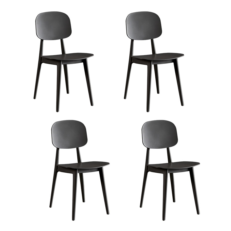 Scandinavian Plastic Armless Dining Chairs Open Back Side Chair (Set of 4)