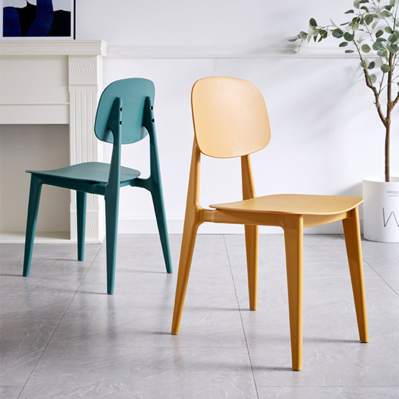 Scandinavian Plastic Armless Dining Chairs Open Back Side Chair (Set of 4)