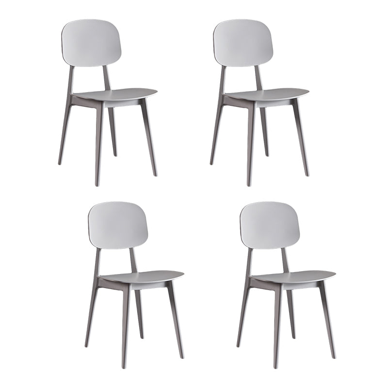Scandinavian Plastic Armless Dining Chairs Open Back Side Chair (Set of 4)