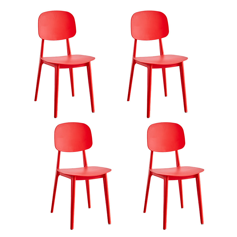Scandinavian Plastic Armless Dining Chairs Open Back Side Chair (Set of 4)