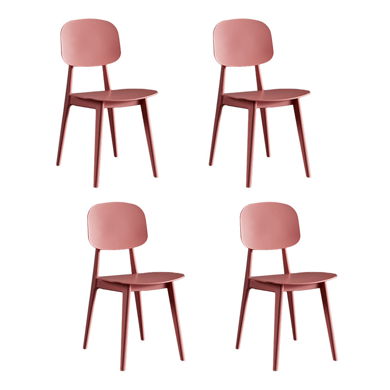 Scandinavian Plastic Armless Dining Chairs Open Back Side Chair (Set of 4)