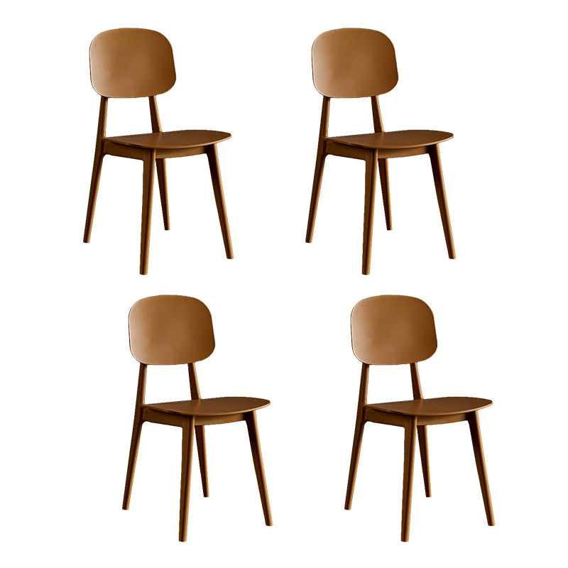 Scandinavian Plastic Armless Dining Chairs Open Back Side Chair (Set of 4)