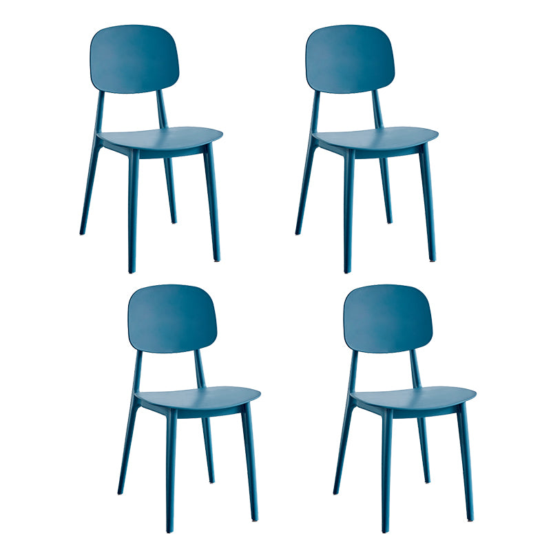 Scandinavian Plastic Armless Dining Chairs Open Back Side Chair (Set of 4)