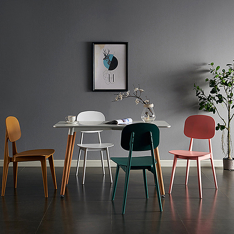 Scandinavian Plastic Armless Dining Chairs Open Back Side Chair (Set of 4)