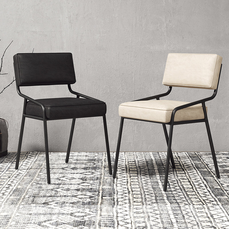 Chaise d'appoint de maison scandinave, chaise de salle à manger à dossier ouvert en métal rembourrée