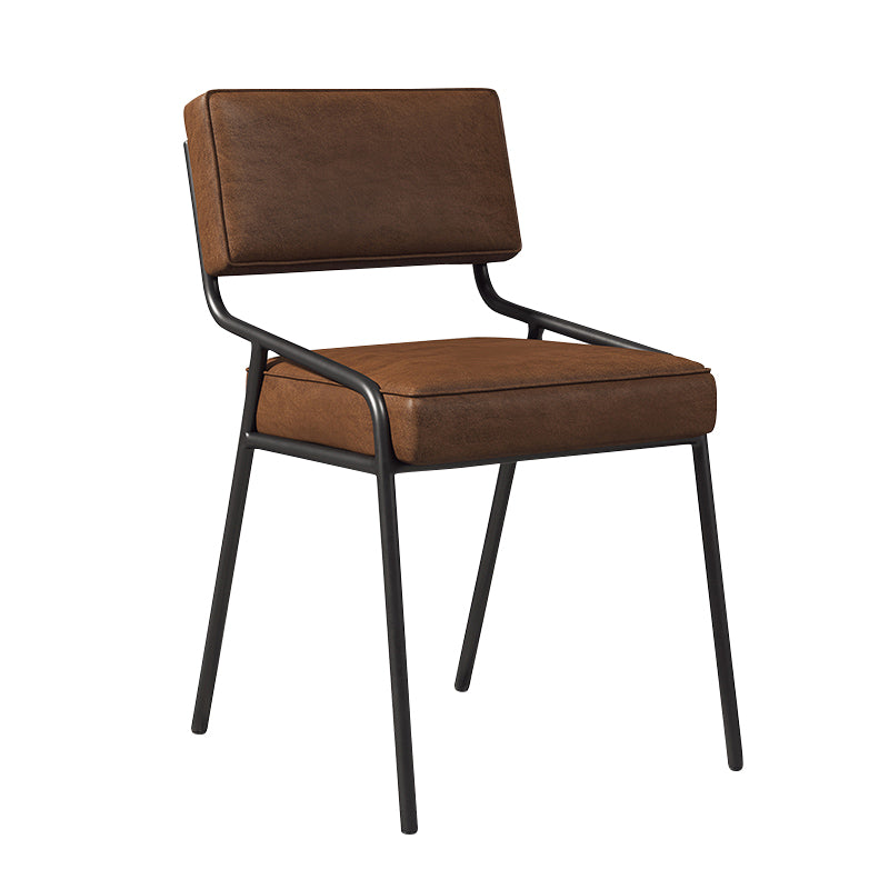 Chaise d'appoint de maison scandinave, chaise de salle à manger à dossier ouvert en métal rembourrée
