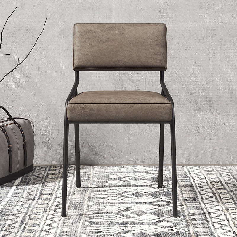 Chaise d'appoint de maison scandinave, chaise de salle à manger à dossier ouvert en métal rembourrée