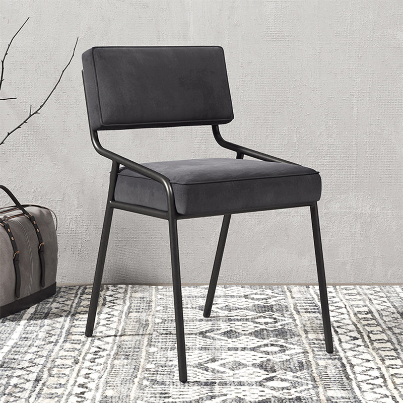 Chaise d'appoint de maison scandinave, chaise de salle à manger à dossier ouvert en métal rembourrée