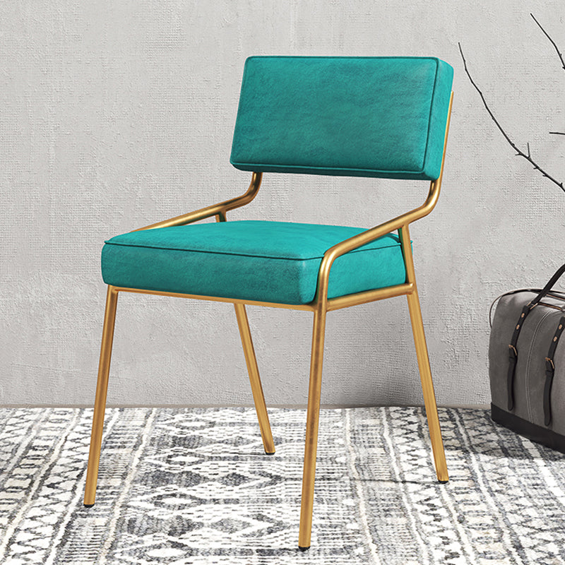 Chaise d'appoint de maison scandinave, chaise de salle à manger à dossier ouvert en métal rembourrée