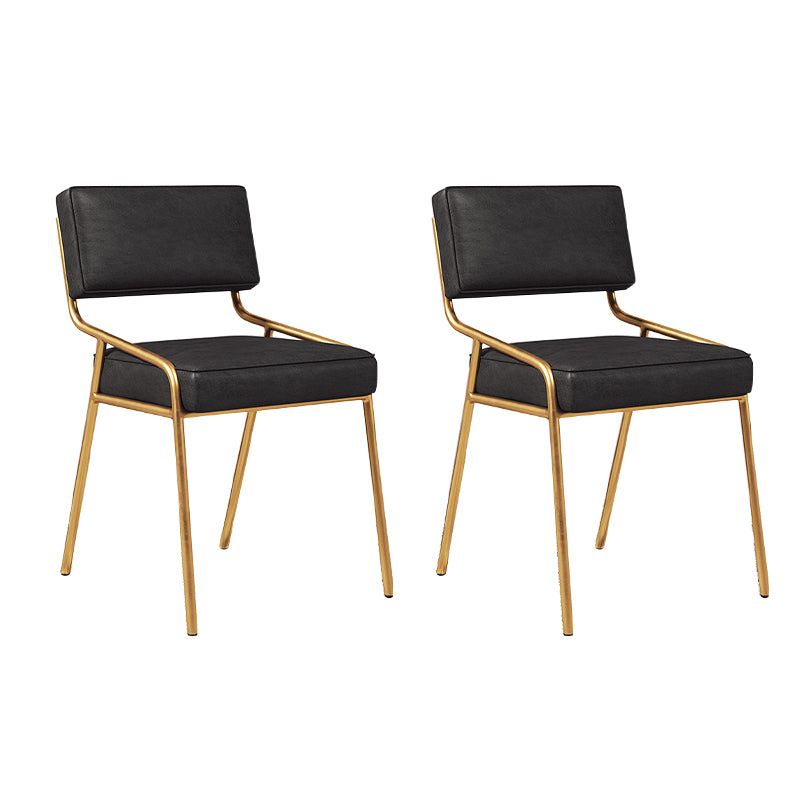 Chaise d'appoint de maison scandinave, chaise de salle à manger à dossier ouvert en métal rembourrée