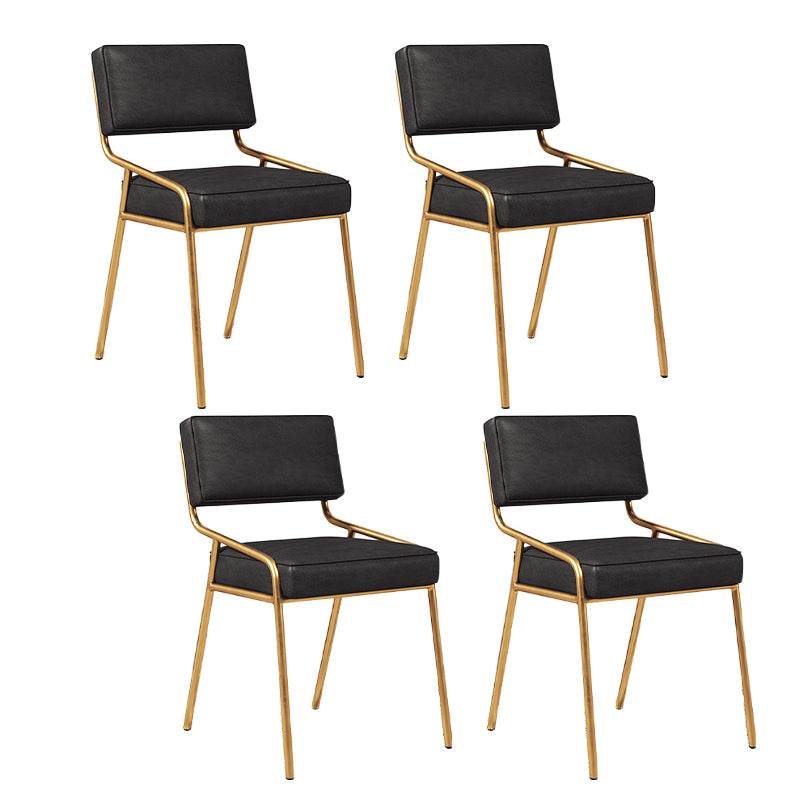 Chaise d'appoint de maison scandinave, chaise de salle à manger à dossier ouvert en métal rembourrée