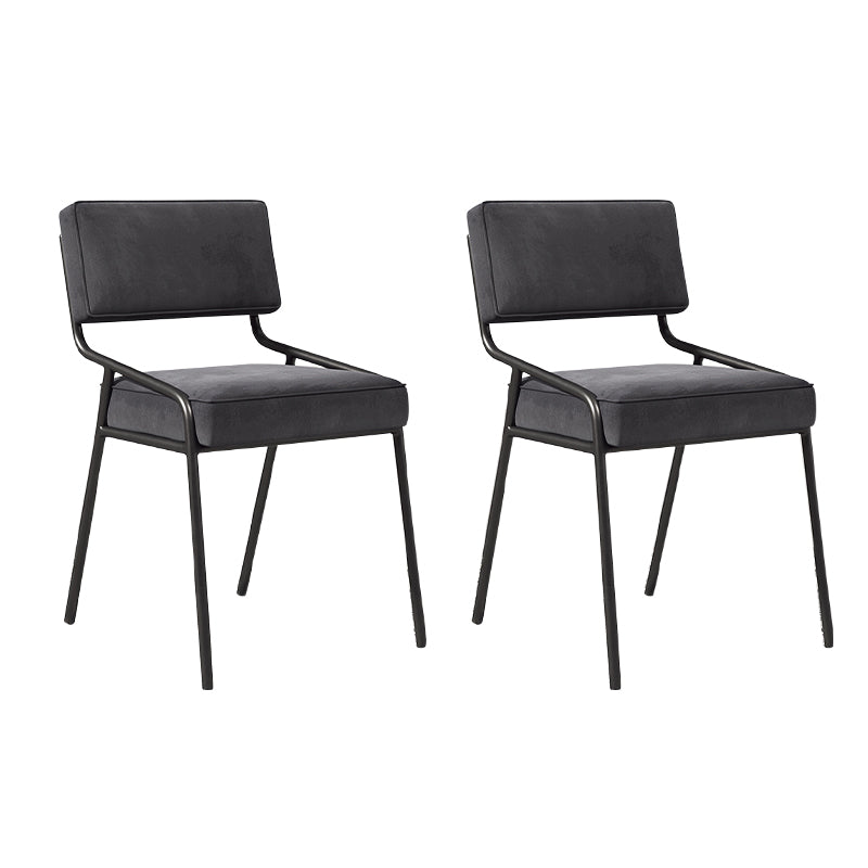Chaise d'appoint de maison scandinave, chaise de salle à manger à dossier ouvert en métal rembourrée