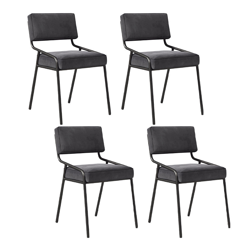 Chaise d'appoint de maison scandinave, chaise de salle à manger à dossier ouvert en métal rembourrée