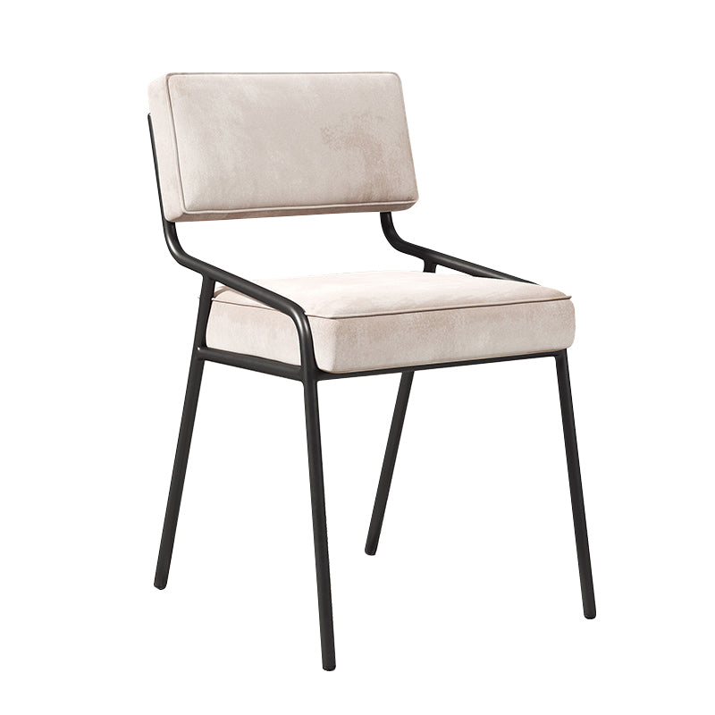 Chaise d'appoint de maison scandinave, chaise de salle à manger à dossier ouvert en métal rembourrée