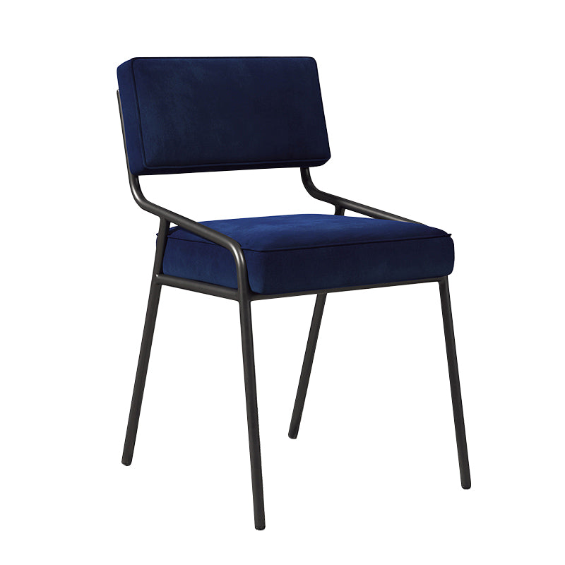 Chaise d'appoint de maison scandinave, chaise de salle à manger à dossier ouvert en métal rembourrée