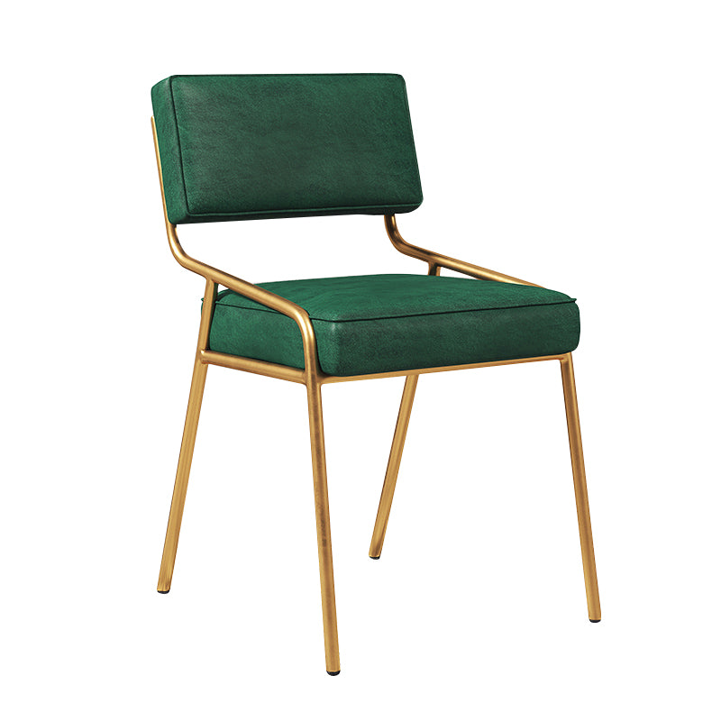 Chaise d'appoint de maison scandinave, chaise de salle à manger à dossier ouvert en métal rembourrée