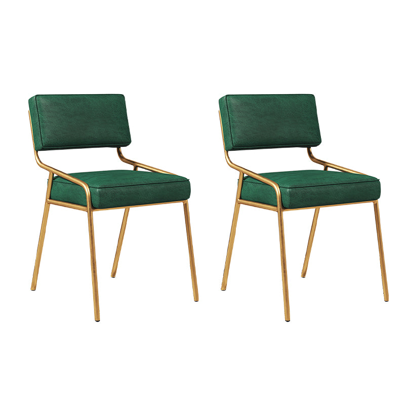 Chaise d'appoint de maison scandinave, chaise de salle à manger à dossier ouvert en métal rembourrée