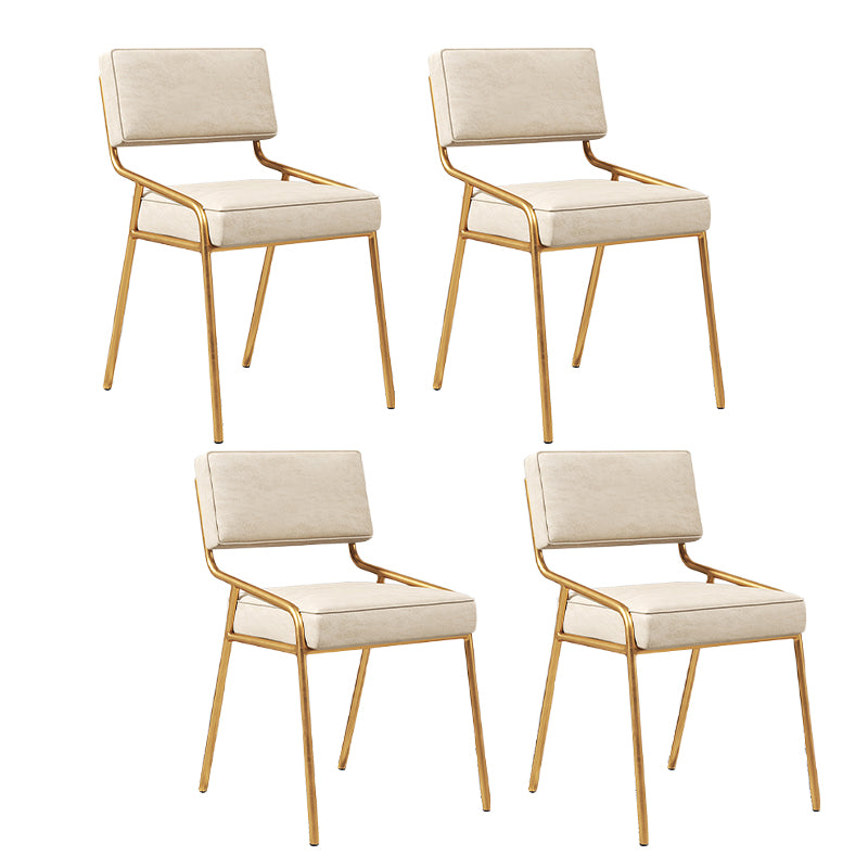 Chaise d'appoint de maison scandinave, chaise de salle à manger à dossier ouvert en métal rembourrée