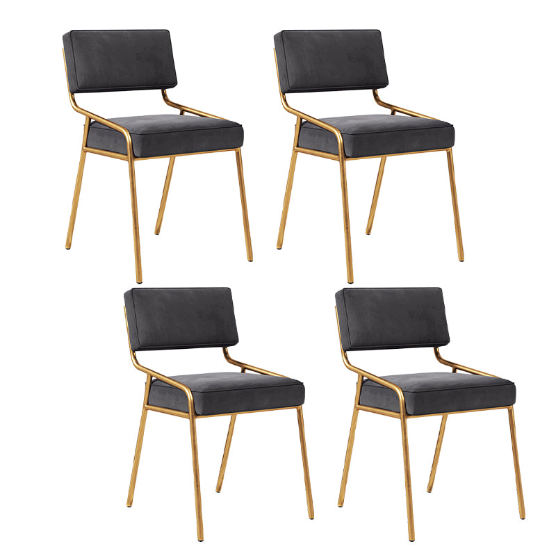 Chaise d'appoint de maison scandinave, chaise de salle à manger à dossier ouvert en métal rembourrée
