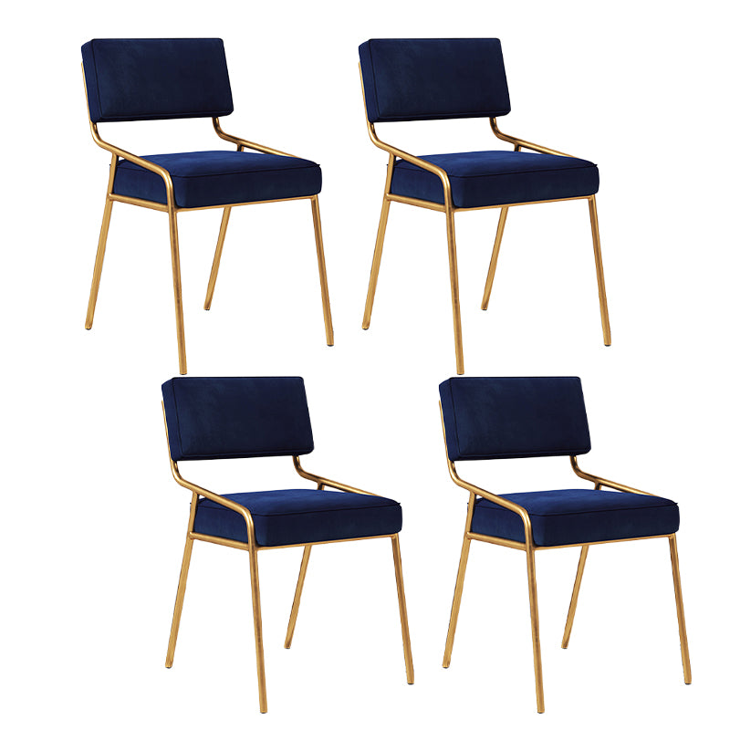Chaise d'appoint de maison scandinave, chaise de salle à manger à dossier ouvert en métal rembourrée