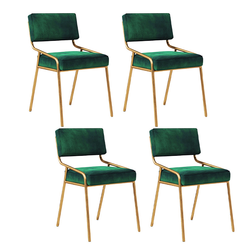 Chaise d'appoint de maison scandinave, chaise de salle à manger à dossier ouvert en métal rembourrée