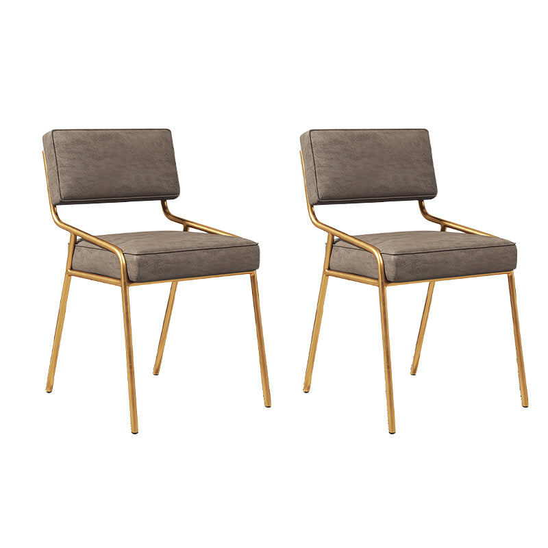 Chaise d'appoint de maison scandinave, chaise de salle à manger à dossier ouvert en métal rembourrée