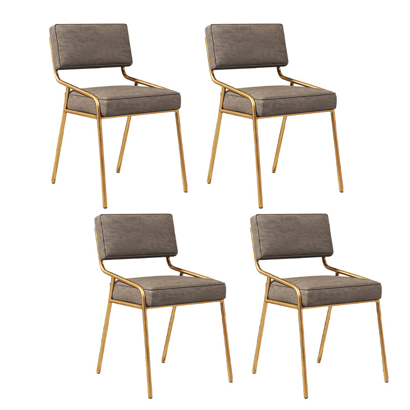 Chaise d'appoint de maison scandinave, chaise de salle à manger à dossier ouvert en métal rembourrée