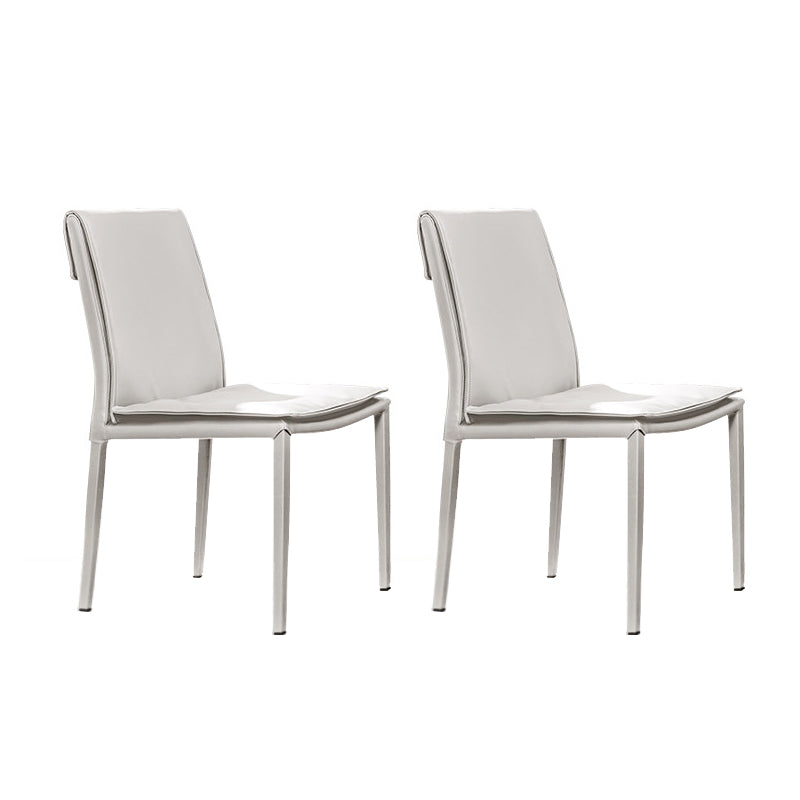 Chaise d'appoint de style moderne pour la maison, chaise de salle à manger rembourrée en métal à dossier solide (Ensemble de 2)