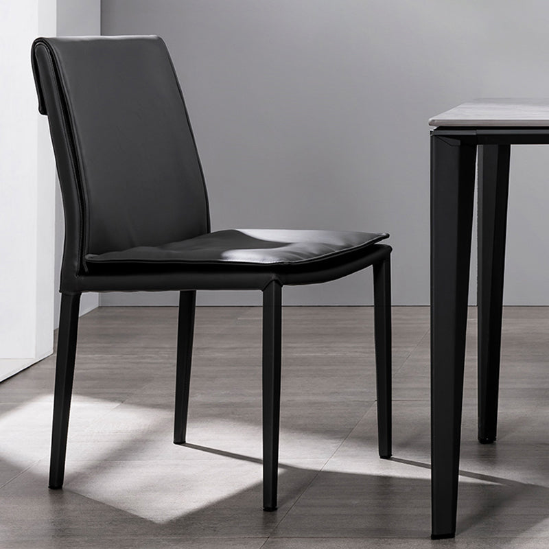 Chaise d'appoint de style moderne pour la maison, chaise de salle à manger rembourrée en métal à dossier solide (Ensemble de 2)