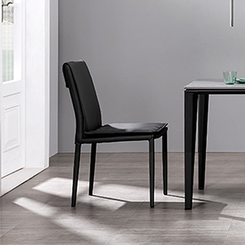 Chaise d'appoint de style moderne pour la maison, chaise de salle à manger rembourrée en métal à dossier solide (Ensemble de 2)