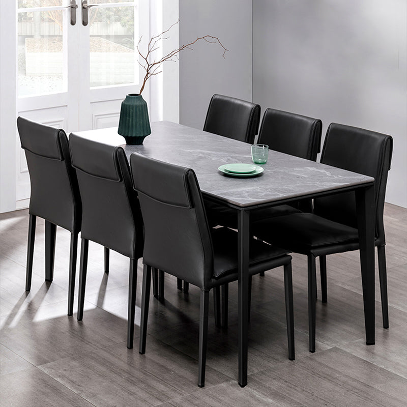 Chaise d'appoint de style moderne pour la maison, chaise de salle à manger rembourrée en métal à dossier solide (Ensemble de 2)