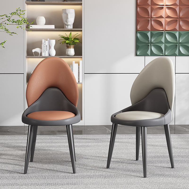 Chaise d'appoint de style moderne, chaise de salle à manger rembourrée en métal à dossier solide (Ensemble de 2)