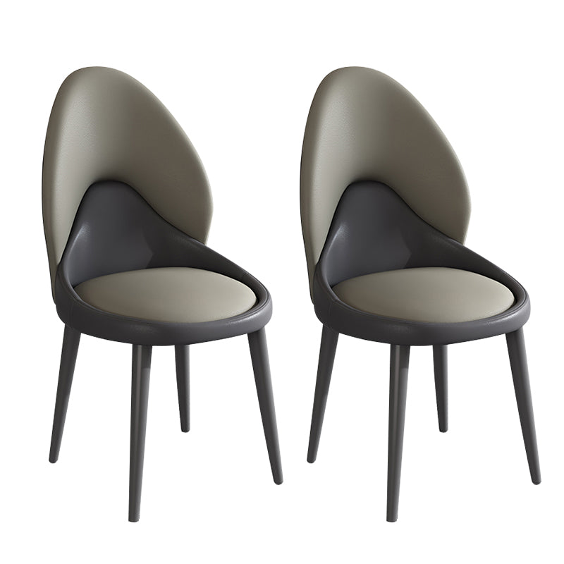 Chaise d'appoint de style moderne, chaise de salle à manger rembourrée en métal à dossier solide (Ensemble de 2)