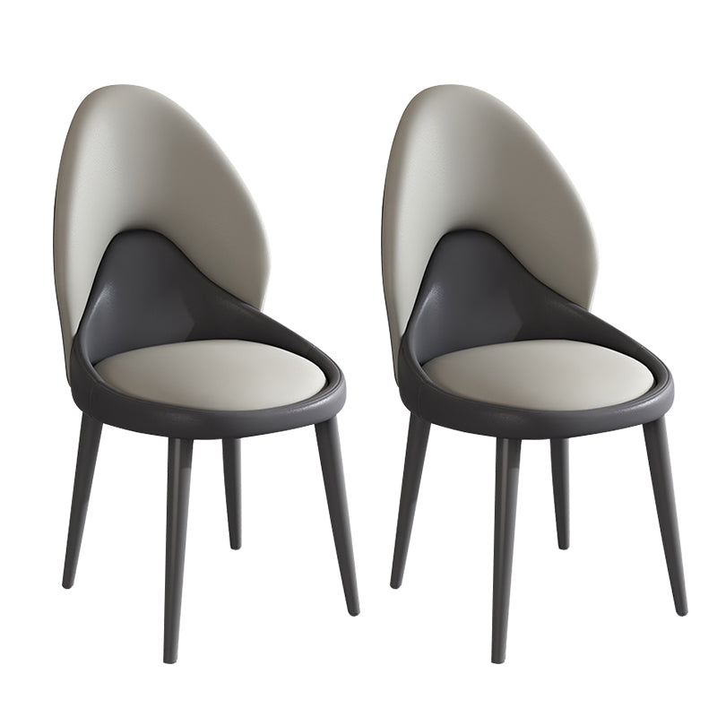 Chaise d'appoint de style moderne, chaise de salle à manger rembourrée en métal à dossier solide (Ensemble de 2)