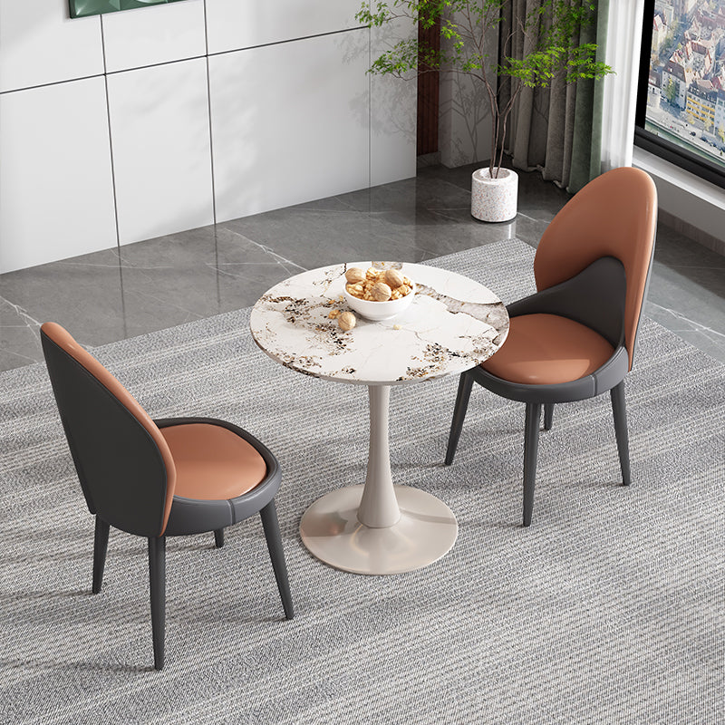 Chaise d'appoint de style moderne, chaise de salle à manger rembourrée en métal à dossier solide (Ensemble de 2)