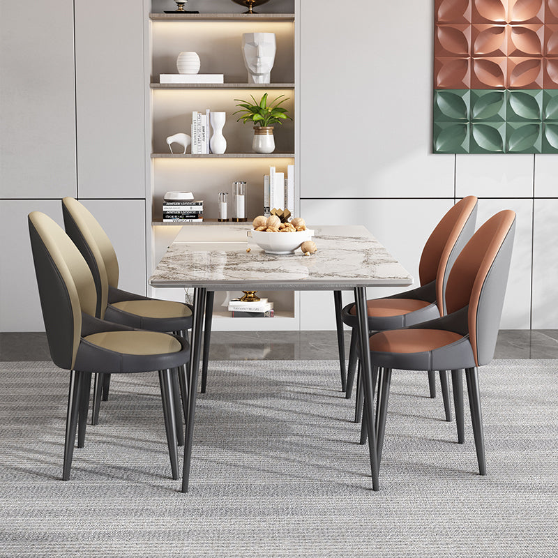 Chaise d'appoint de style moderne, chaise de salle à manger rembourrée en métal à dossier solide (Ensemble de 2)