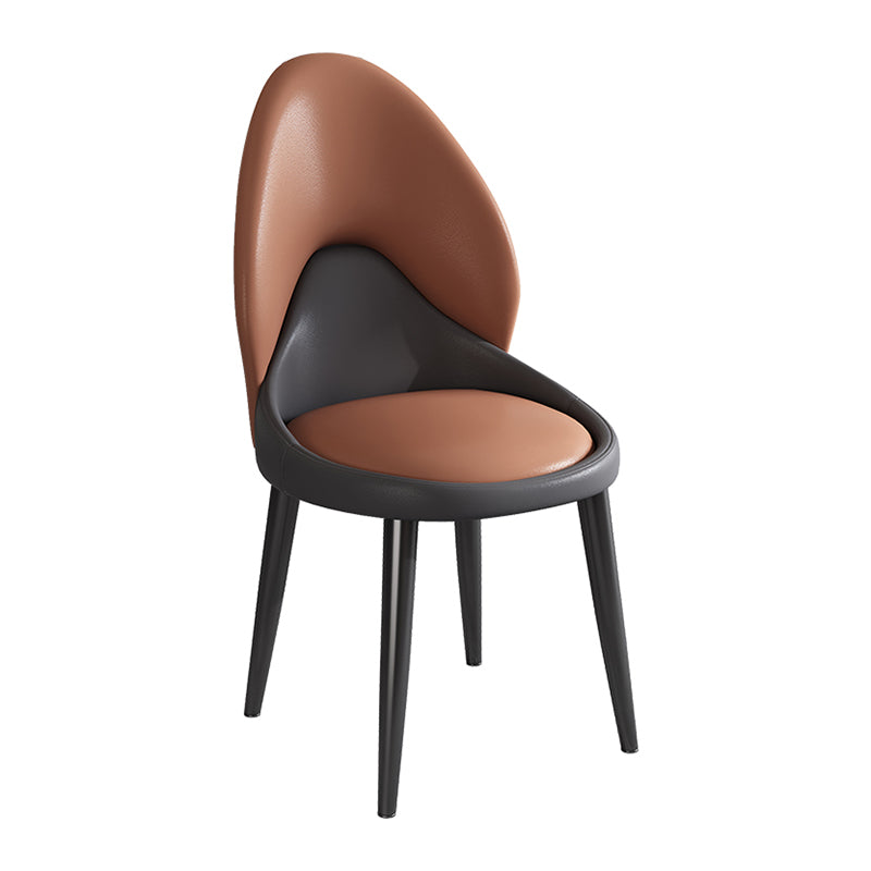 Chaise d'appoint de style moderne, chaise de salle à manger rembourrée en métal à dossier solide (Ensemble de 2)