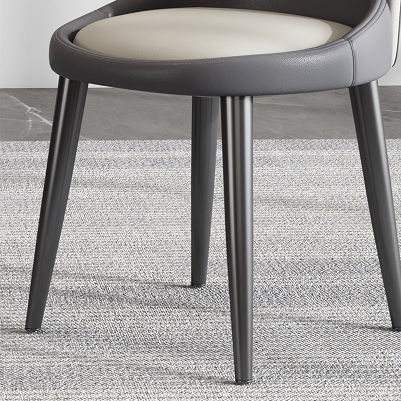 Chaise d'appoint de style moderne, chaise de salle à manger rembourrée en métal à dossier solide (Ensemble de 2)