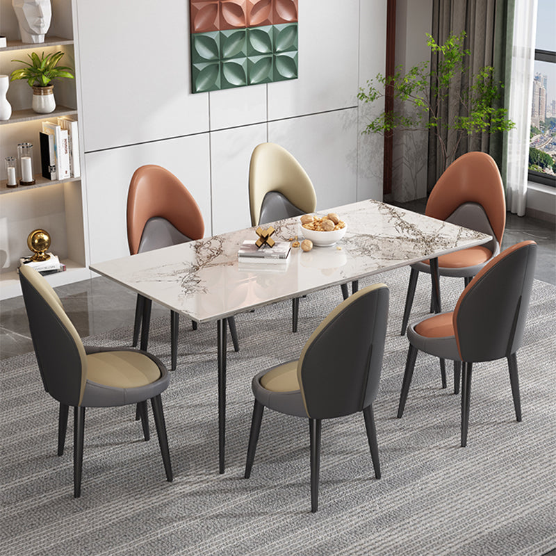 Chaise d'appoint de style moderne, chaise de salle à manger rembourrée en métal à dossier solide (Ensemble de 2)