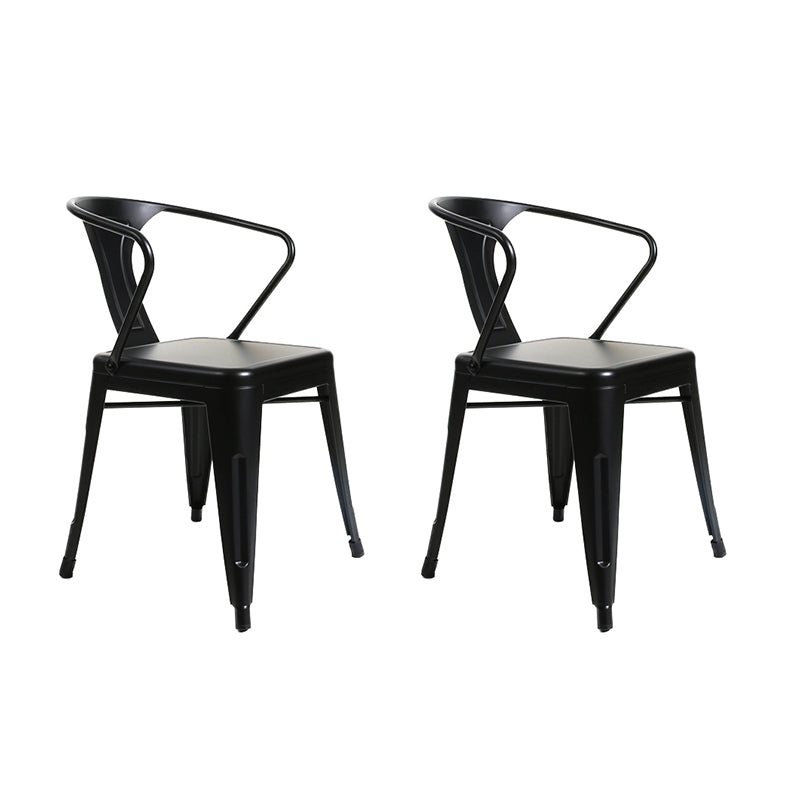 Industrial Dining Armchairs with Metal Legs Slat Back Dining Arm Chair for Coffee Bar