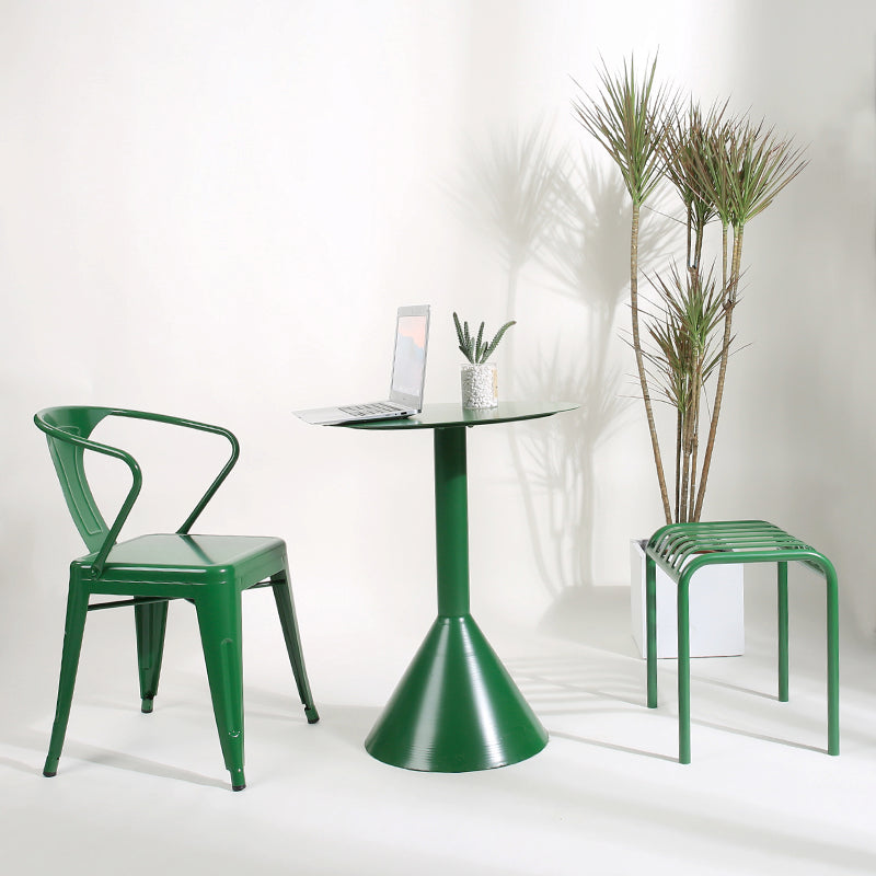 Industrial Dining Armchairs with Metal Legs Slat Back Dining Arm Chair for Coffee Bar