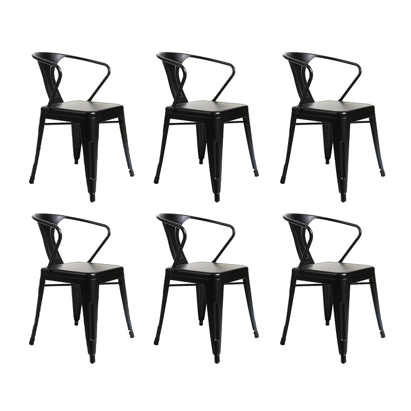 Industrial Dining Armchairs with Metal Legs Slat Back Dining Arm Chair for Coffee Bar