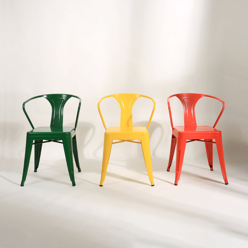 Industrial Dining Armchairs with Metal Legs Slat Back Dining Arm Chair for Coffee Bar