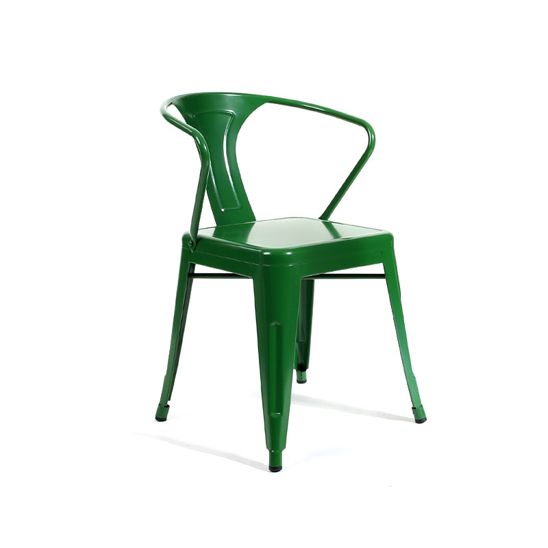 Industrial Dining Armchairs with Metal Legs Slat Back Dining Arm Chair for Coffee Bar