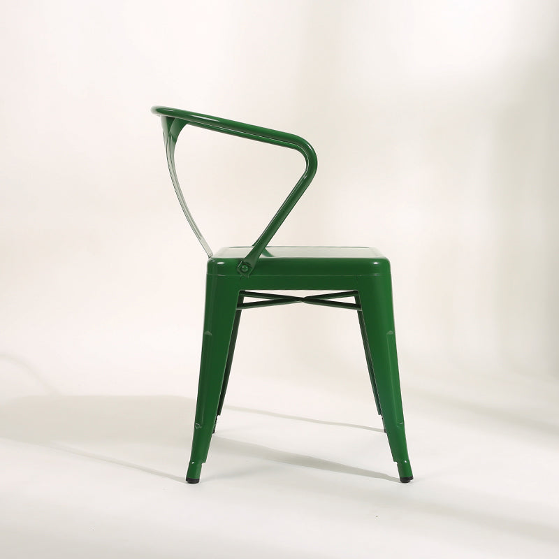 Industrial Dining Armchairs with Metal Legs Slat Back Dining Arm Chair for Coffee Bar